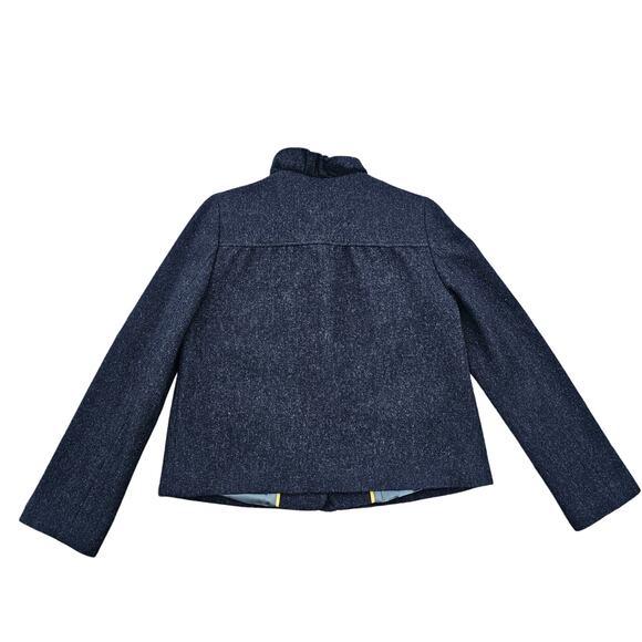 Tweed Ruffle Front Blazer Dark Charcoal Wool Jacket J. CREW Fiona Size 6 Pockets - Picture 8 of 9